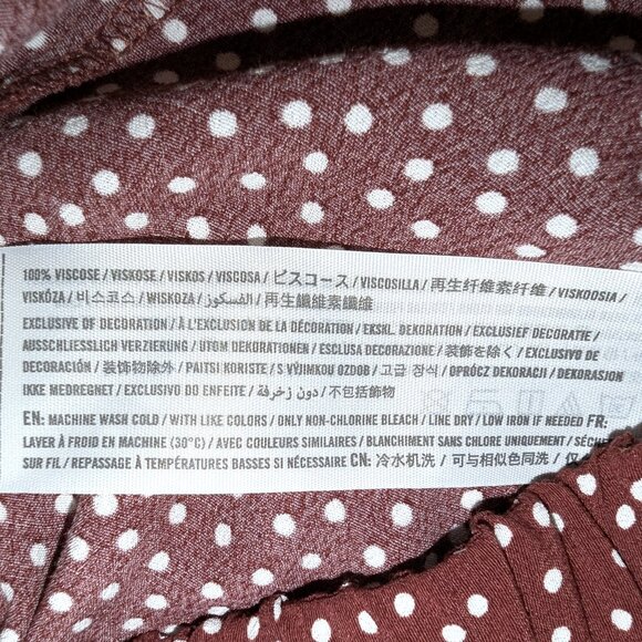 Abercrombie & Fitch | Burgundy Polka Dot Surplice ¾ Sleeve Blouse Top | Small - Picture 9 of 11